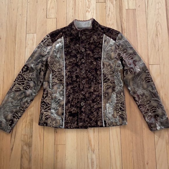 COPY - 4/$20 Chico’s floral crushed velvet blazer jacket size 0 - Picture 4 of 6